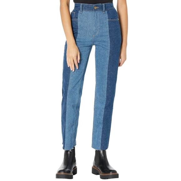 DL1961 Patti Straight Leg High Rise Vintage Ankle Jeans Blue Two Tone Size 30 - Picture 1 of 16